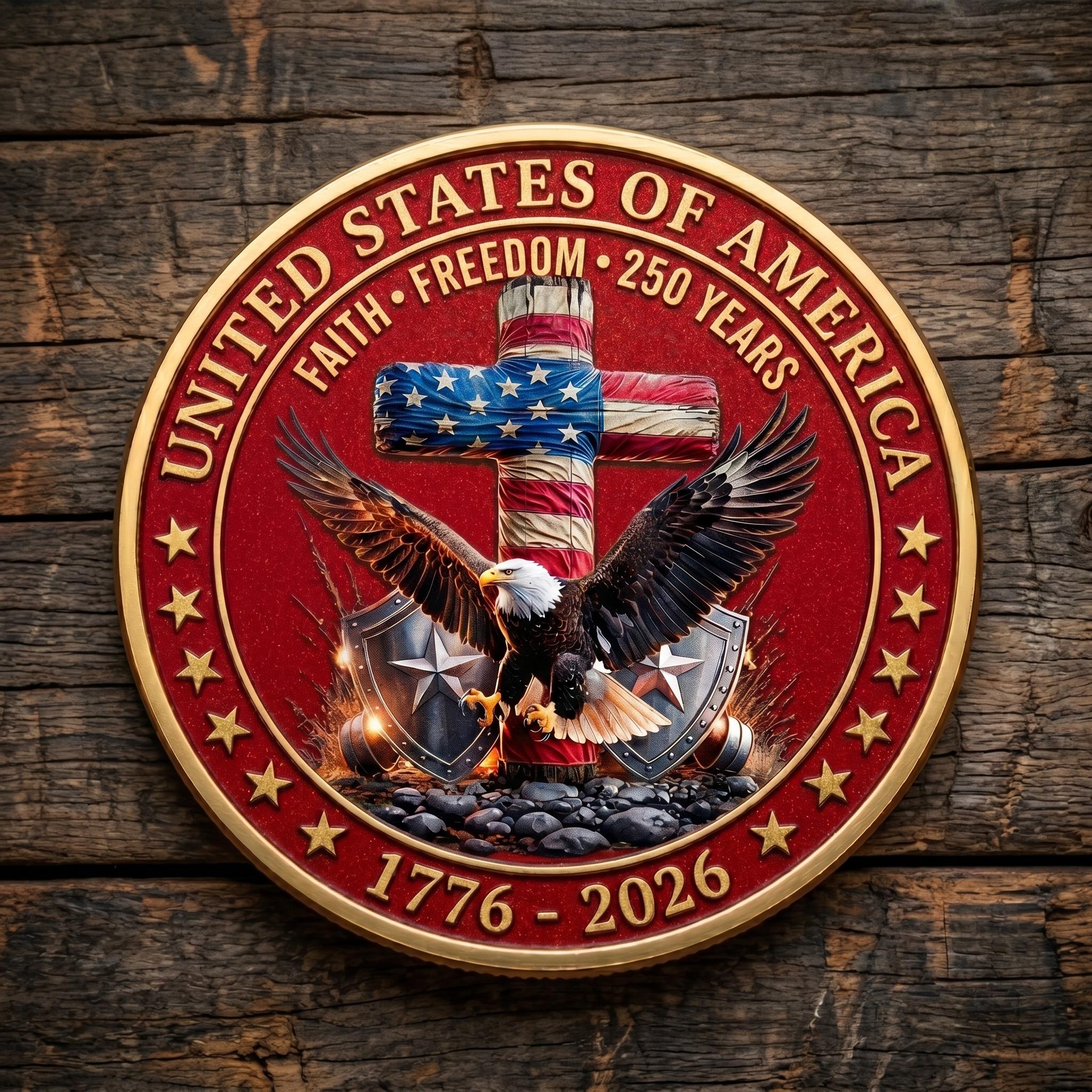 America 250th Anniversary Rose Gold Metal Commemorative Coin 1776-2026. Patriotic USA Flag & Bald Eagle Collectible Challenge Coin. Proud American Keepsake. Perfect Patriotic Gift for Collectors. Fireworks, Cross & Jet Designs. Set of 5 or Single America 250th Anniversary Rose Gold Metal Commemorative Coin 1776-2026. Patriotic USA Flag & Bald Eagle Collectible Challenge Coin. Proud American Keepsake. Perfect Patriotic Gift for Collectors. Fireworks, Cross & Jet Designs. Set of 5 or Single