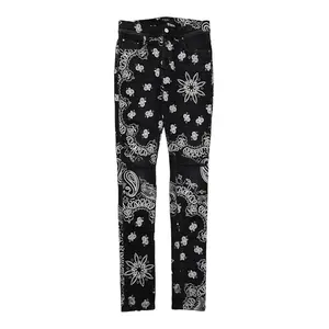 Men's Amiri Flocked Paisley Bandana Jeans, Aged Black White, Menswear Streetwear Pants
