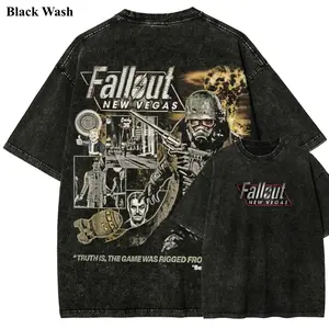Fallout Vintage Wash Tee, Fallout T-shirt 2-Sided, Video Game Graphic Tees, Unisex Shirt, Game Gift For Fan, Menswear Womenswear Crew Neck Oversize Fit Heavy Cotton