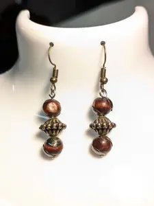 Vintage Upcycled Wood Bead Earrings - Dangles