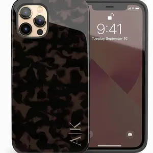 Custom Tortoiseshell Initials Name PhoneCase, Personalized Name Case, Compatible with iPhone 17, 16 Plus, 15 Pro Max, 14, 13 Mini, 12, 11, X/XS Max, XR, 7/8 - Vertical
