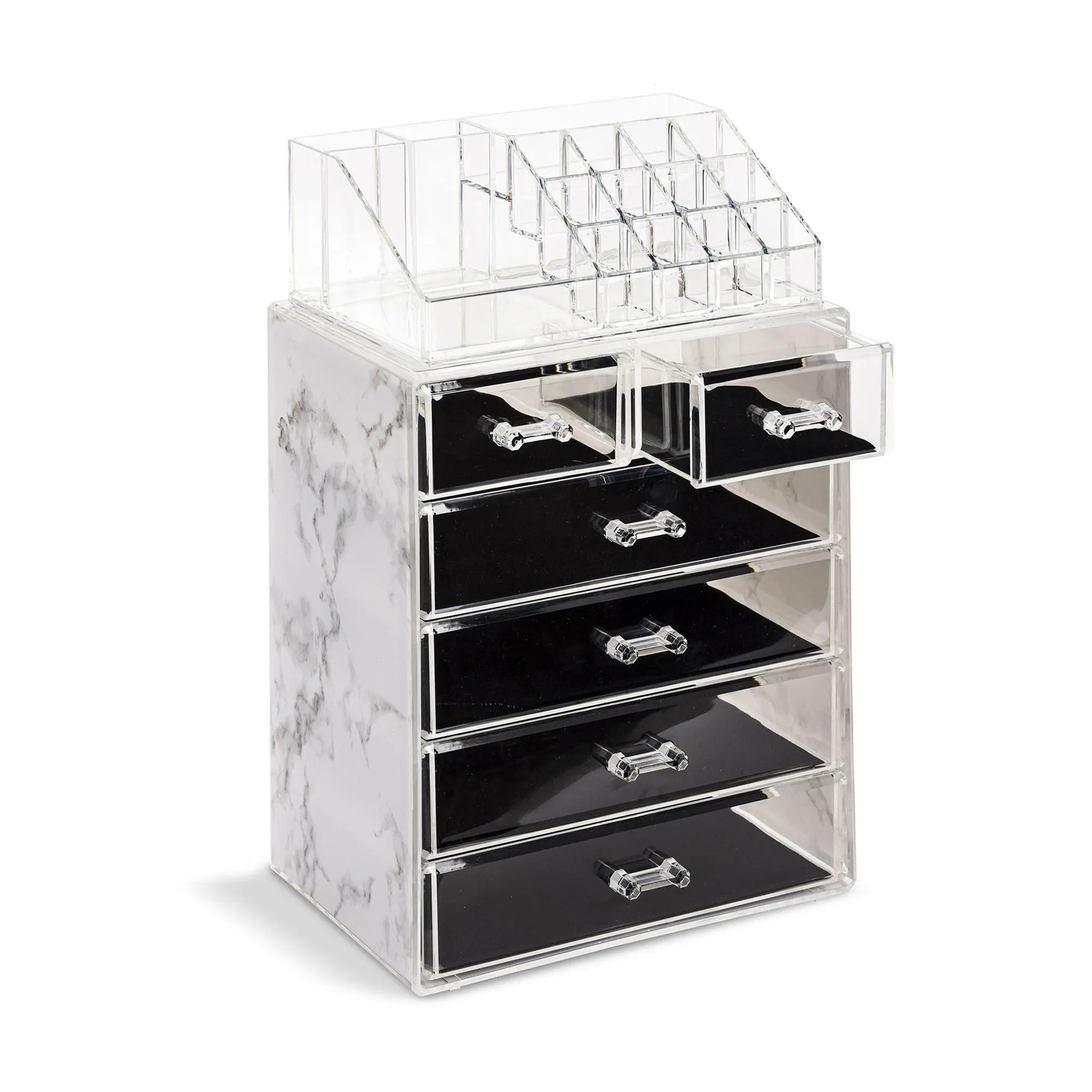 Sorbus Marble Makeup Case - 4 Large / 2 Small Drawers