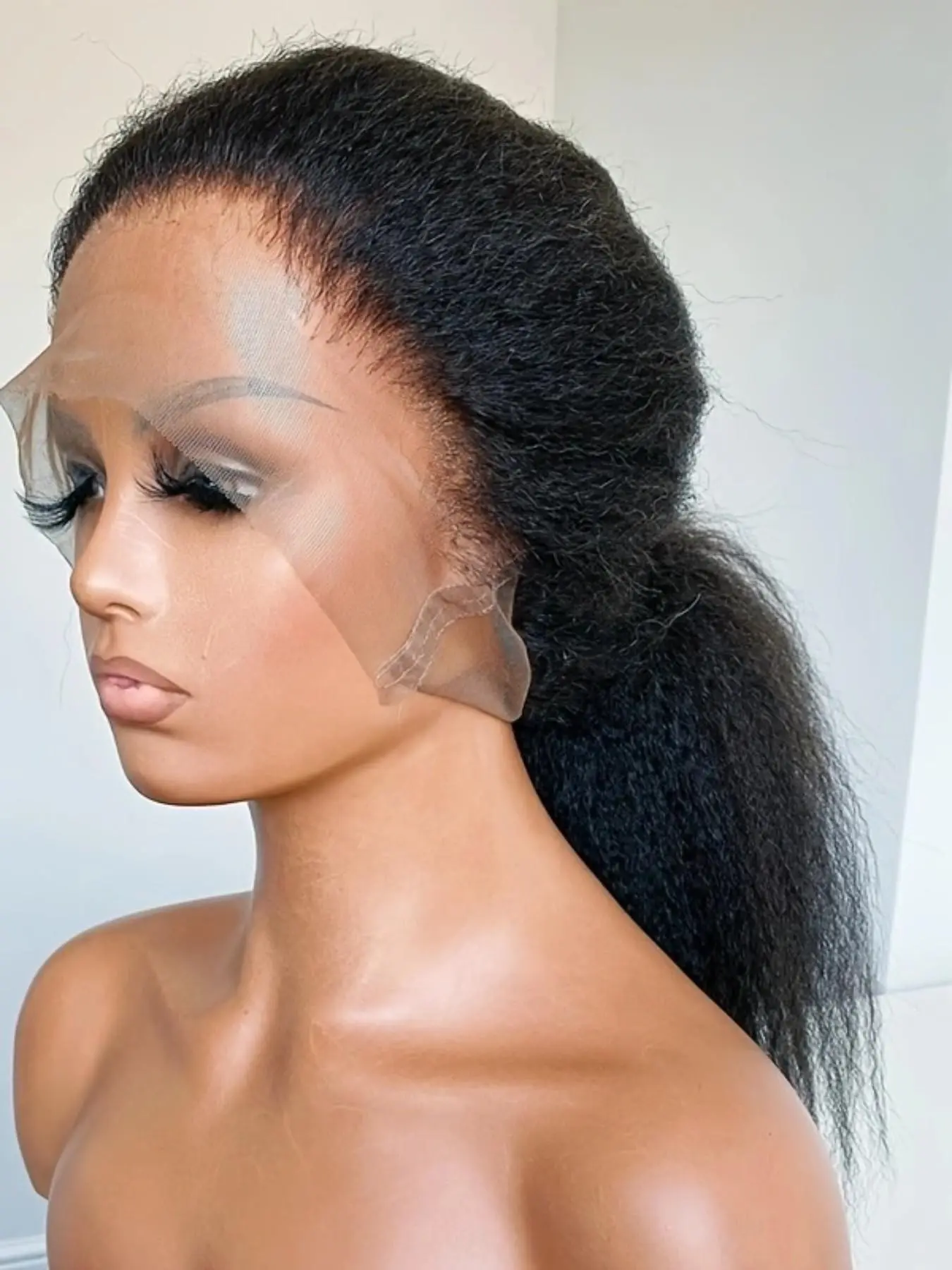 26 Inch Kinky Straight Synthetic Lace Front Wig 180% Density Light Yaki 26 Inch Kinky Straight Lace Front Wig - WIGNEE 150% Density  main image 2