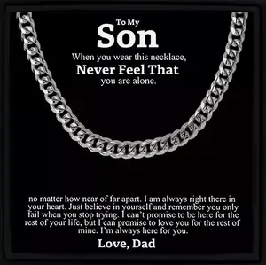 To My Son Cuban Link Chains for Men - Gold Chain Necklace from Mom to Son with Message Card Jewelry, Christmas Birthday Gifts