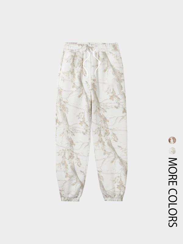 Men's & Women's Camo Leopard Print Fleece Sweatpants, Loose-Fit Casual Pants, Fall Winter Thick Knit Joggers, Baggy Jogging Pants, Elastic Waist