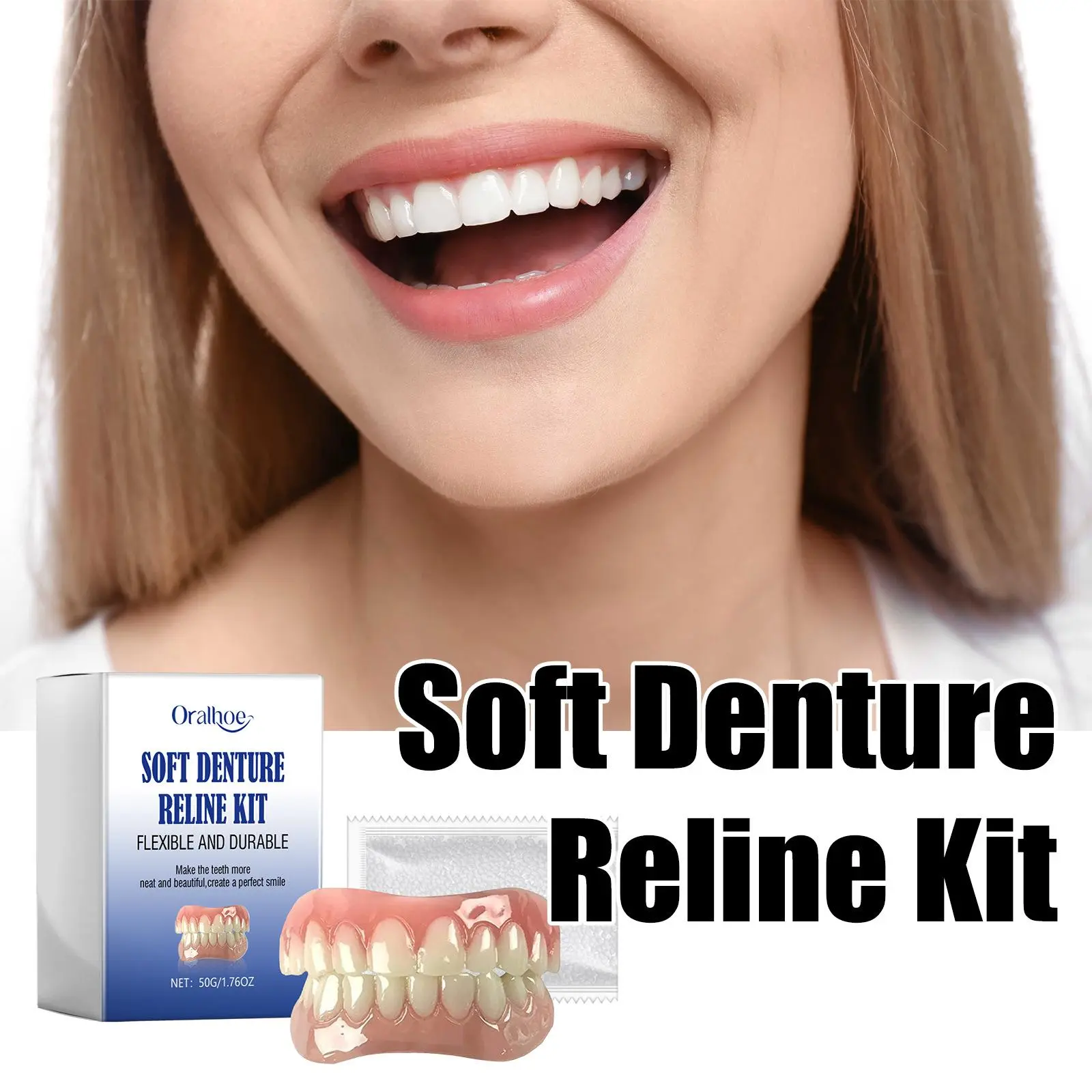 2pcs Teeth Modification Denture Set Teeth Modification Gap Filling Denture Set Teeth Correction Denture Kit