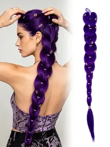 Fashion Shimmer Braided Wig Tail, 26-Inch Straight Hair Accessory, Cosplay Costume Prop, Easy-To-Style Synthetic Fiber