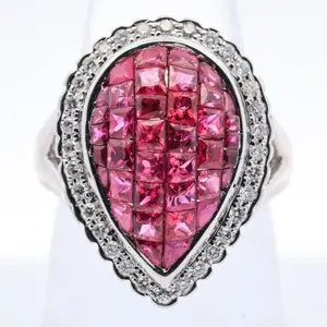 18KWG 2.25CTTW Pink Sapphire & Diamond Ring for Women