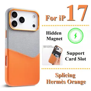 Luxury Leather Fabric Wallet Card Slot for Magsafe Case for IPhone 17 Pro Max 17Air 16 15 14 13 Magnetic Wireless Charging Cover