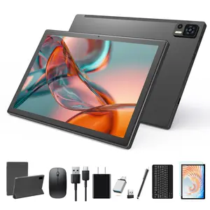 10.1 Inch Android 14 Tablet 2024 Newest Octa-Core Tablets, 64GB ROM+8(4+4)GB RAM/128GB Expandable, 13MP+5MP Dual Camera, 5G WiFi, Bluetooth, FHD IPS Screen, 2 in 1 Tablet with Keyboard, Case, Stylus