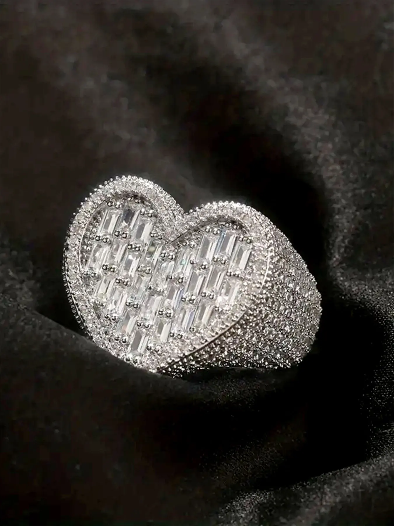 1 PC Luxury Sparkly Cubic Zirconia Beautiful Rings For Women For Wedding Engagement Party Jewelry Valentine's Day Gift Heart Shaped Ring