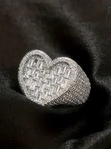 1 PC Luxury Cubic Zirconia Ring For Women For Wedding Engagement Party Jewelry Valentine's Day Gift Heart Shaped Ring