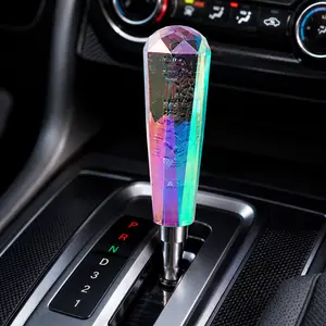 Crystal Bubble Shift Knob Universal Car Gear Shifter – Rainbow Resin Manual/Automatic Transmission Handle with Adapter Kit