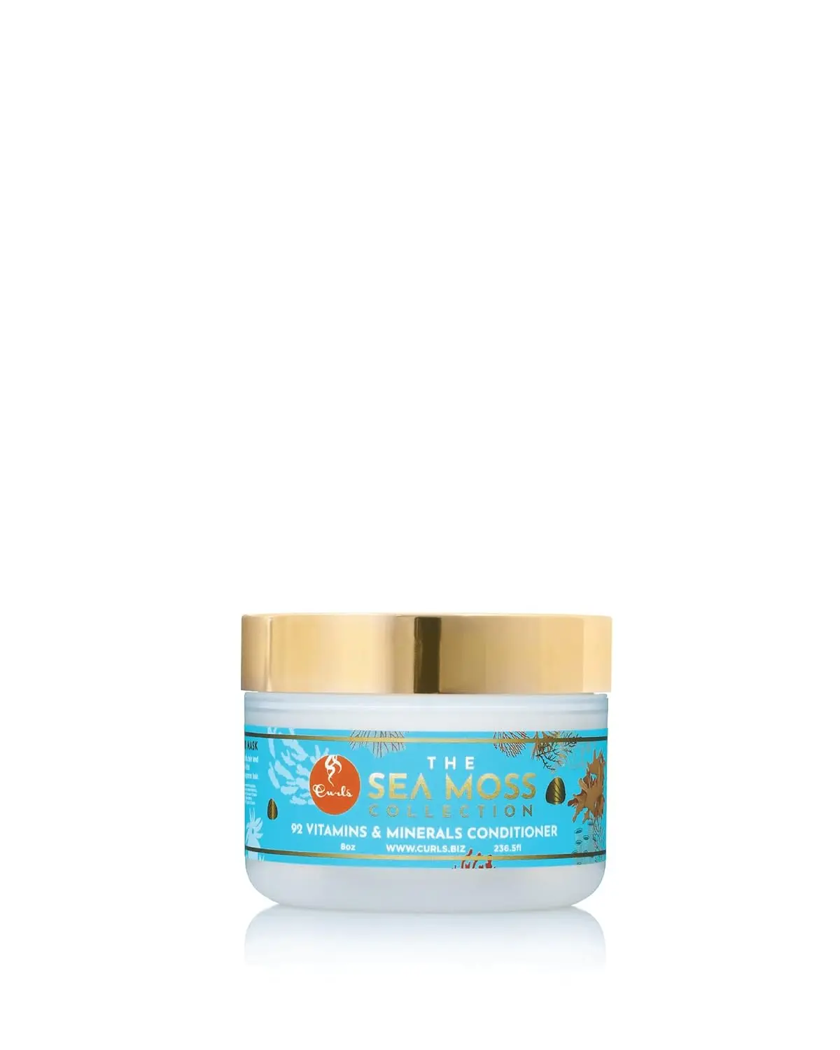 CURLS Organic Sea Moss Hair Growth Conditioner Cream - 8oz Natural Haircare Cleanser, Coconut & Blueberry Infused, Algae & Aloe Enriched, 92 Vitamins & Minerals, Moisture-Boosting Smooth Formula for Curly Hair, Repairs Strands, Balances Sebum Production,