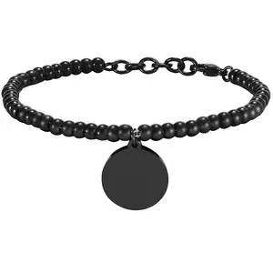OIDEA Personalized Name Beaded Bracelet for Women, Engravable Round Disc Stainless Steel Adjustable Best Friend Bracelet Gift