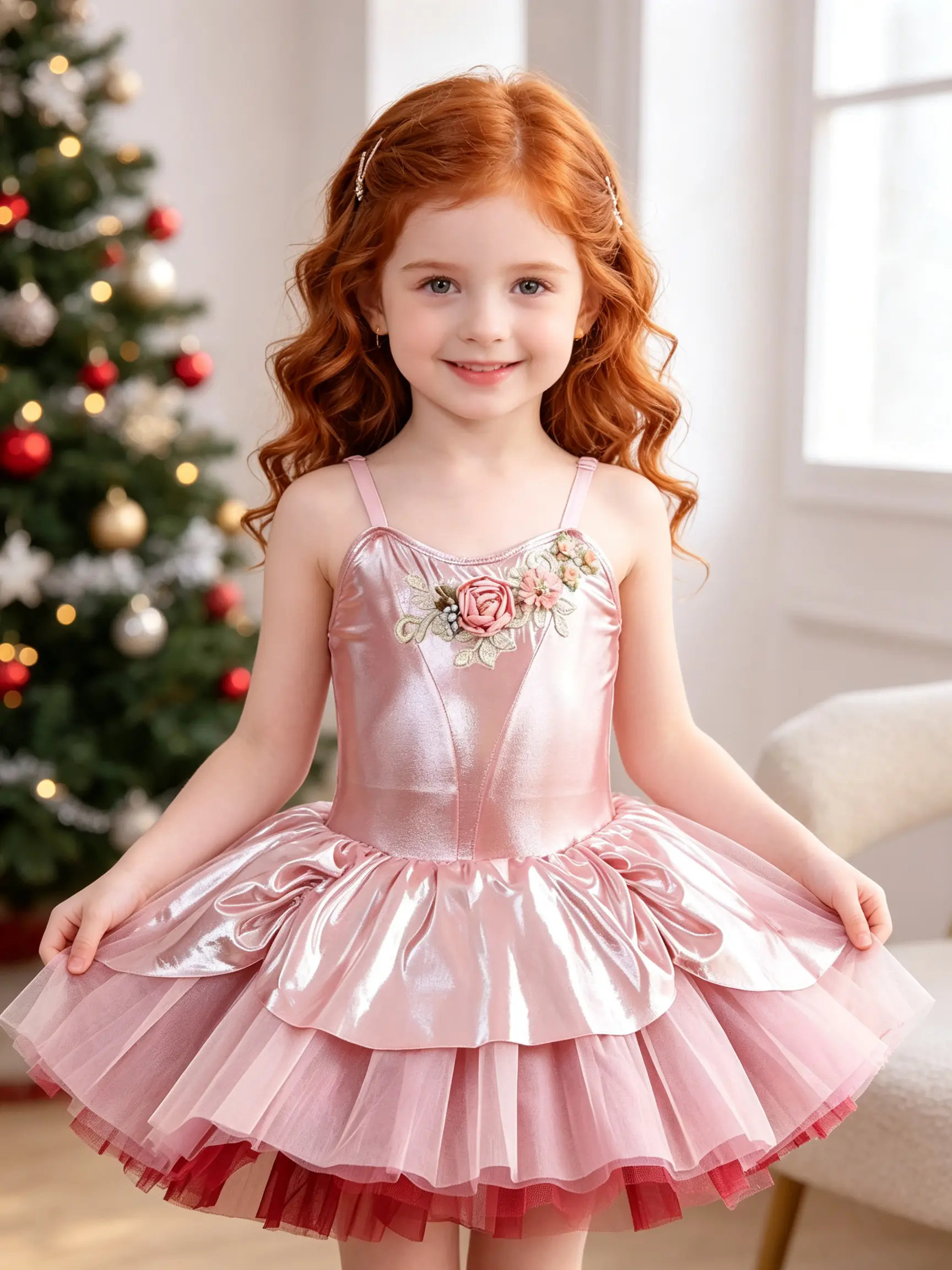 Little Girls Ballet Leotard Princess Tutu Dress, Spaghetti Strap 3D Floral Metallic Layered Tulle Ballerina Outfit for Dance Class Party & Holiday Dress Up