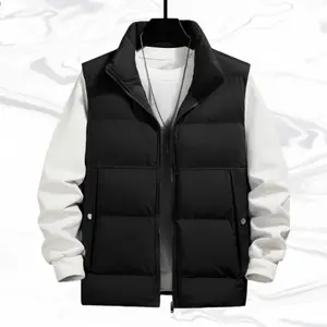 A men's vest with a stand collar, featuring a practical and casual style, is an essential choice for cooler weather. The stand collar design is functional, double patch pockets are practical for storage, and the garment shape is versatile. Suitable for th