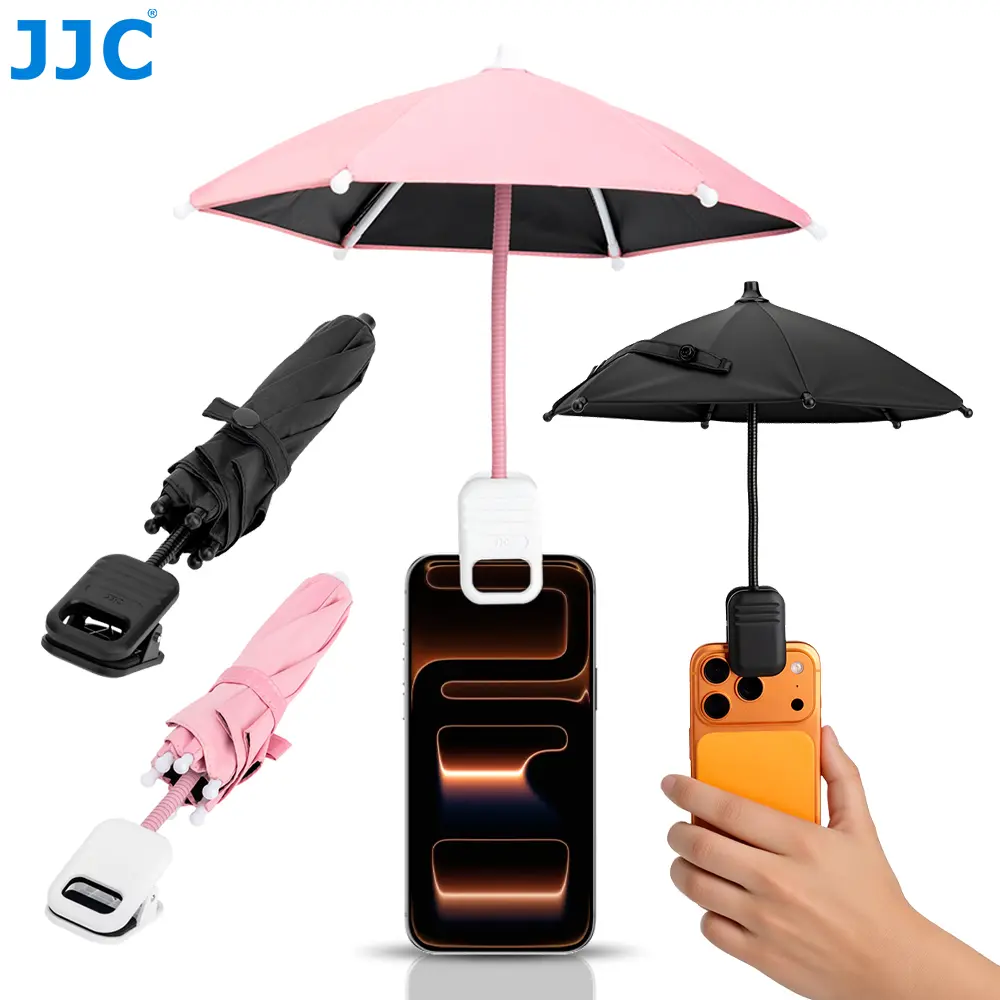 JJC Phone Umbrella for Sun 360° Adjustable Clamp with Non-slip Pad Blocks Glare Prevents Overheat for iPhone Air 17 16 15 14 13 12 Pro Max, iPad, Switch, Kindle, Compact for Beach, Pool SummerVibes Gift