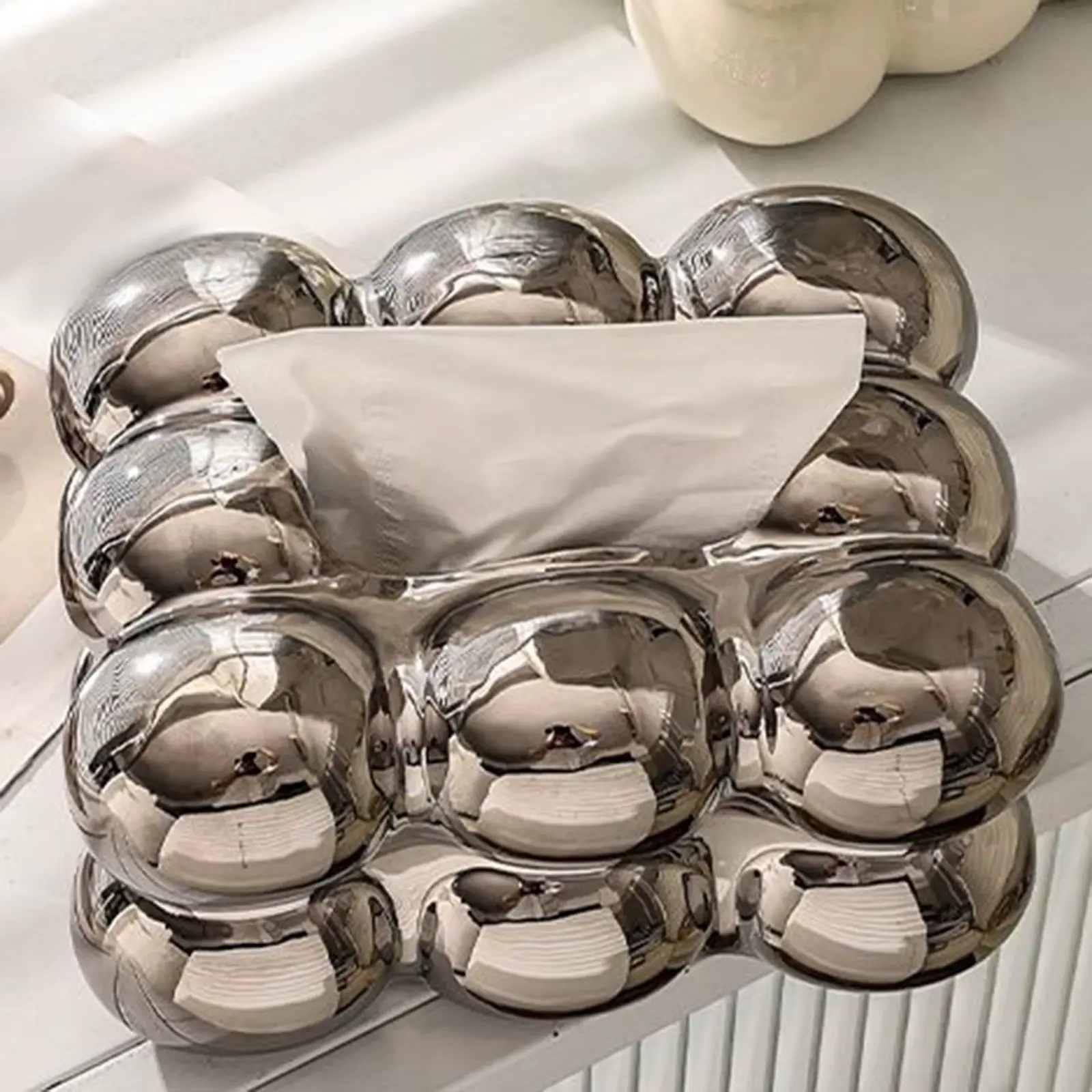Facial Tissue Holder Non Slip Ceramic Tissue Box Cover Tissue Dispenser for Living Room Home Household Kitchen Countertop Kesoto