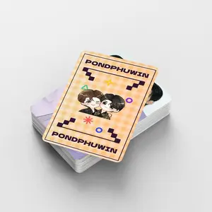92Pcs/Set Thailand Stars PondPhuwin Laser Lomo Card Pond&Phuwin Characters Small Cards Photocard With Stickers Fans Support Card
