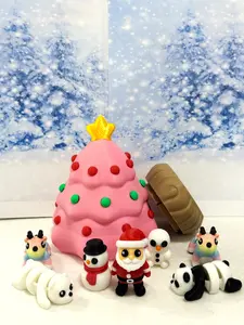 8pcs 3D Printed Articulated Mini Fidget Toys in Christmas Tree Container, Mini Santa Claus Snowman Reindeers,Polar Bear Panda Bear, Executive Desk Toy, Fidget ADHD Toy - PCTSET