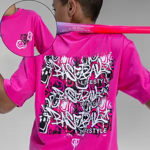 Youth and Adult Baseball Lifestyle Graffiti T-Shirt, Streetwear Graphic Tee, Pink Urban Spray Paint Shirt, Hype Street Style Tee, Trendy Graphic Tee, Youth Baseball Streetwear Shirt, Front Back Print Unisex Tee