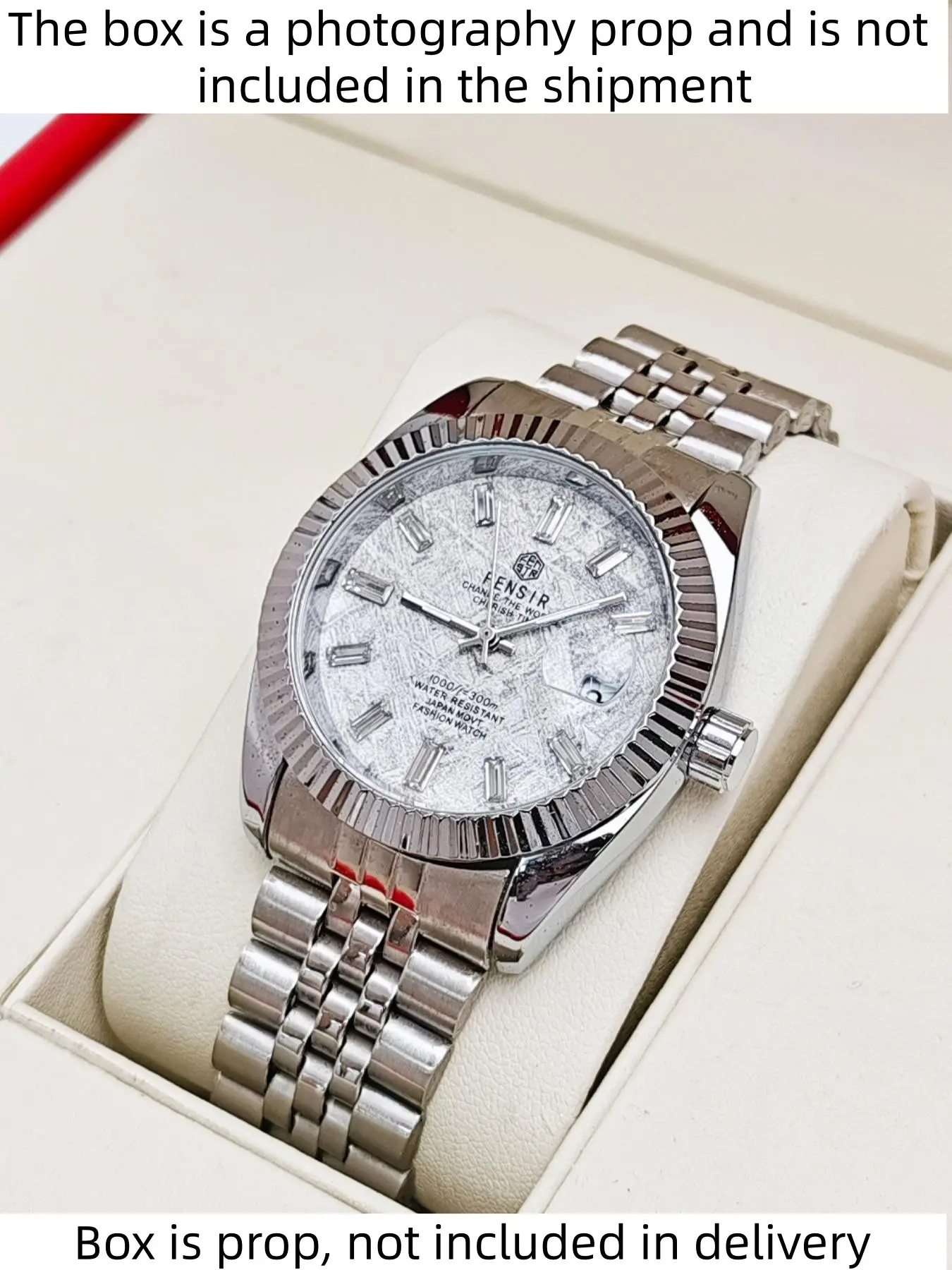 Top Luxury Quartz Men's Watch, European Style Meteorite Face, Waterproof Calendar Steel Band, Analog Watches, Casual Fashion, Suitable for All Occasions, Stainless Steel Watch