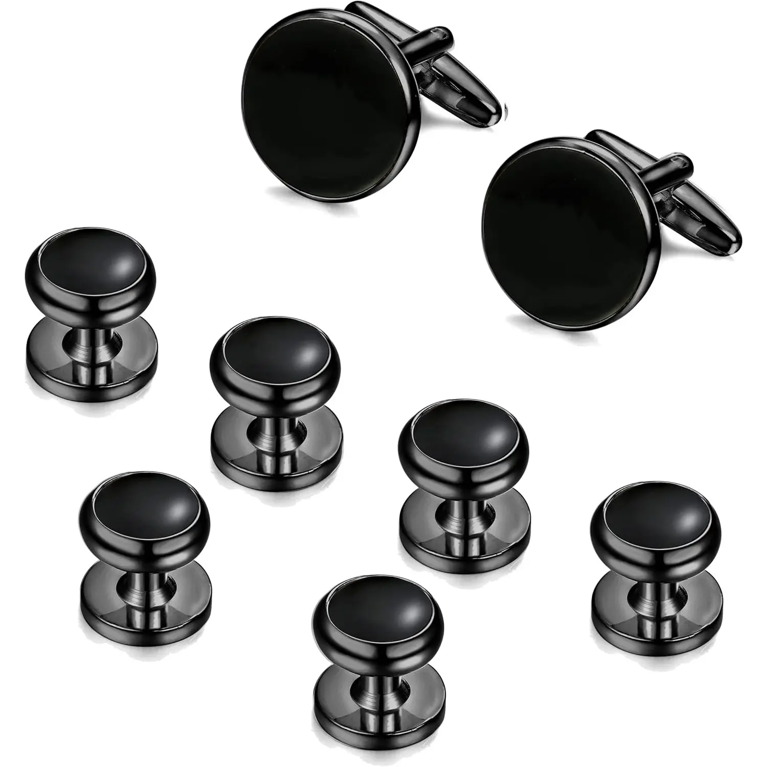 YADOCA Men's Stainless Steel-Brass Jewellery Cuff Links and Studs Set, Gold-Black, for Tuxedo, Formal Business or Wedding Shirts