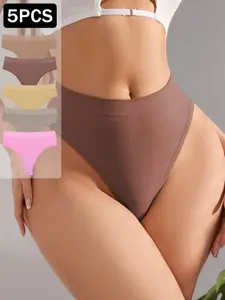 Women's Seamless Shapewear Panties High Elasticity Thong Underwear Invisible Seam Yoga Pilates Fitness Inner Wear Pack of 5