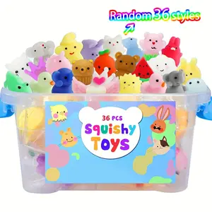 36pcs Mochi Squishy Toys, Kawaii Squishy Animals For Party Favors Classroom Prize Easter Fillers Fidget Toys Pack, Pinch Toys Gifts, Christmas Gifts, Style Random