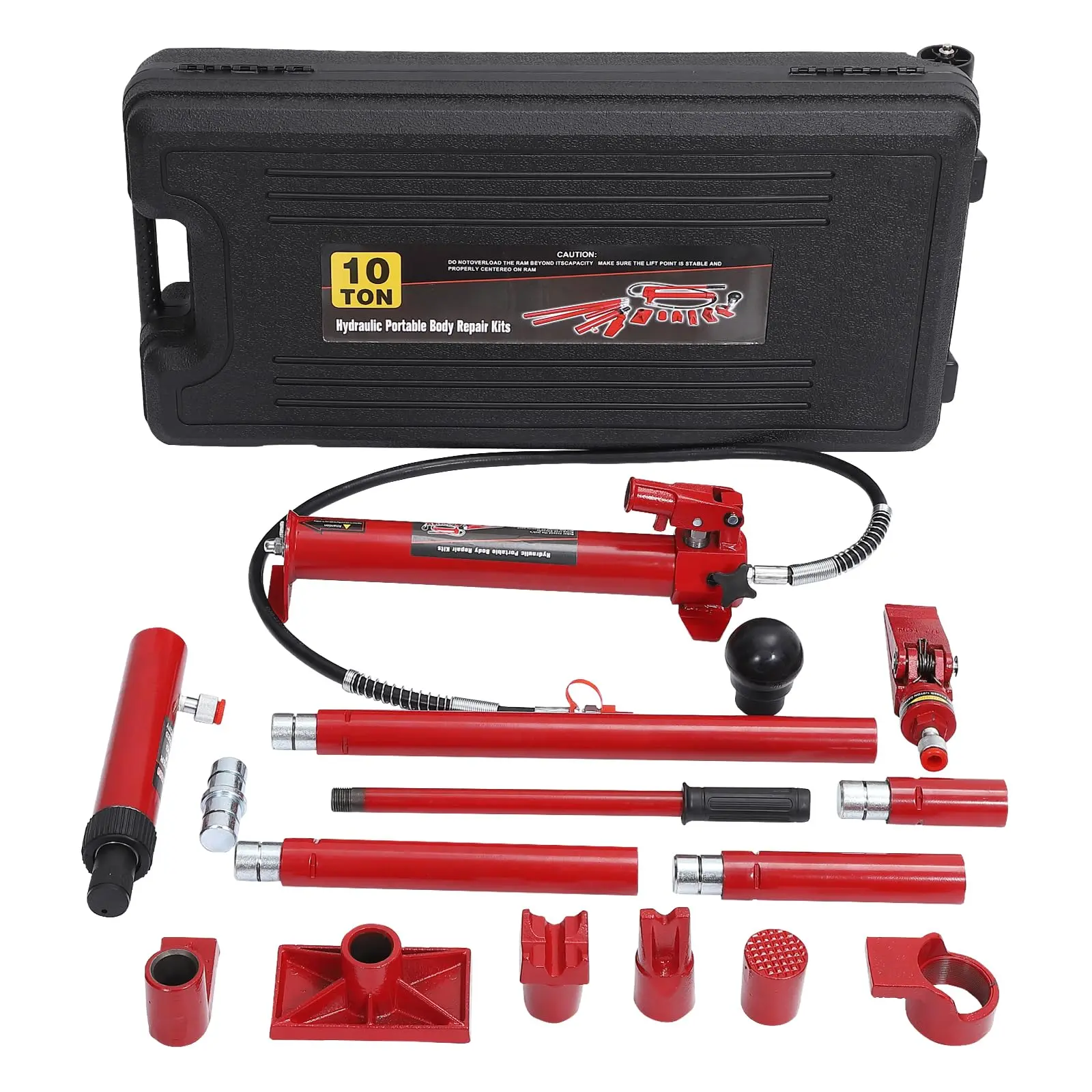 GARVEE 10 Ton Porta Power Hydraulic Jack Kit with Wheeled Storage Case, Hydraulic Ram Pump & 4.6 Ft/1.4 m Oil Hose for Automotive, Garage, Farm, Heavy Equipment