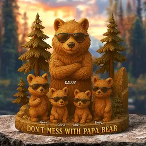 Papa Bear 2D Acrylic Plaque, Personalized Gifts For Father