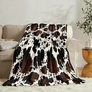 Cow Print Blanket, Soft Flannel Lightweight Cowhide Western Throw Blanket,  60×80 Inch,Cozy Warm Brown Cow Blankets, All Seasons Decor for Living Room, Dorm, Couch, Chair, Bed, Sofa, Office, Car