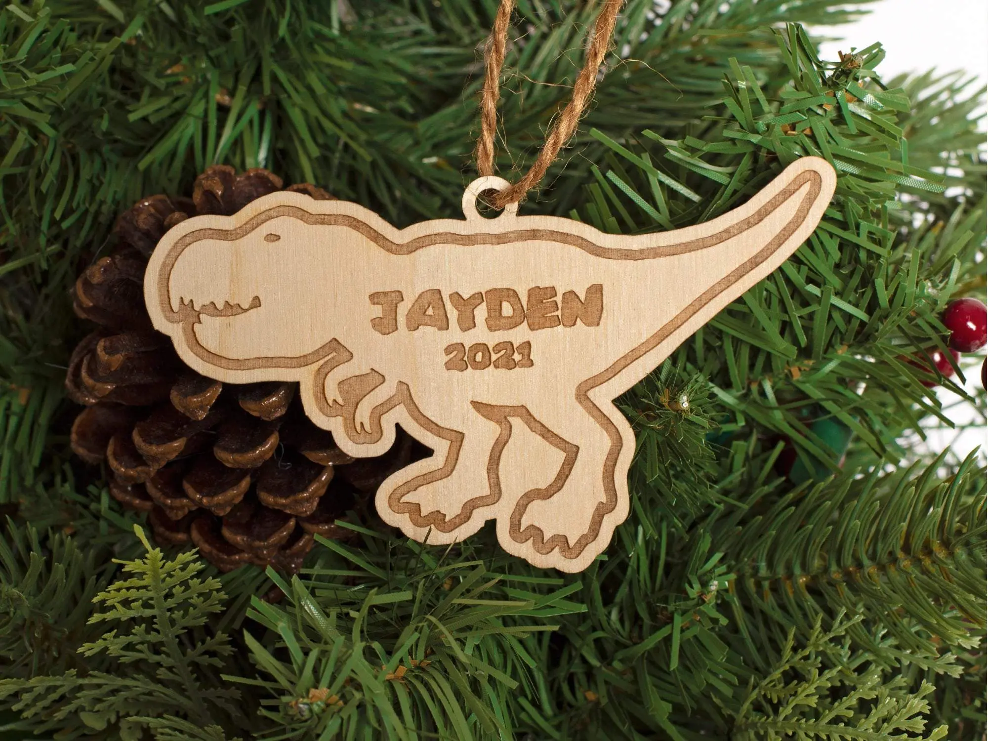 Tyrannosaurus Rex Christmas Ornament Personalized Name Year