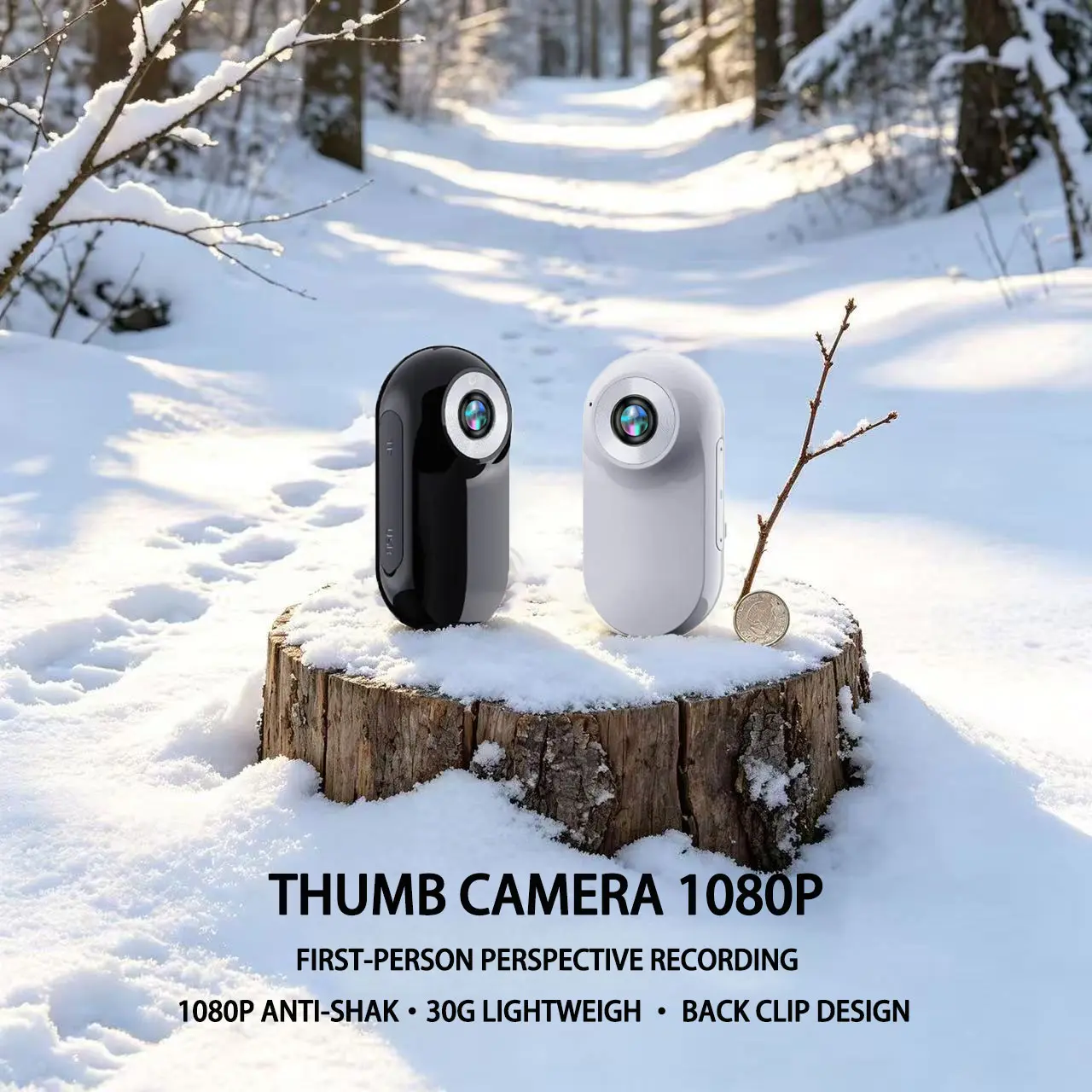 Portable 360° Panoramic Thumb Action HD Video Camera, 1080p Ultra Compact POV Cam with Adjustable Button, Clip, Magnetic Mount, CCD, AVI Support, Live View, Hands-Free Recording, USB Cable & Micro SD Compatibility - Ideal for Cycling, Vlogging