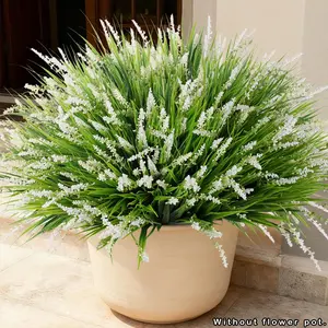 20PCS Artificial Plants Fake Flowers Monkey Grass for Outdoors,UV Resistant, Easy Maintenance, Realistic Appearance, Realistic Purple Faux Greenery Shrubs Outside Decor for Home Garland Porch Patio Balcony Planter Yard Office Pathway