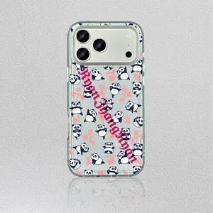Cute Panda Bamboo iPhone Case for iPhone 13 14 15 16 17 Pro Max Clear Cartoon ShockproofTPU Phone CoverCute Panda Aesthetic Phone Case  TikTok Viral Clear Case for iPhone Pro MaxZZR069 junk