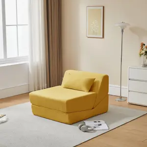 31.5'' Folding Sofa Bed, Alpaca Wool Fabric Single Sofa Chair, 3-In-1 Convertible Chair Bed, Sleeper Couch minimalist Chaise Lounger With Cloud Lounge , Foldable Cloud Sofa Bed Floor Chair Boneless sleek Furniture for Living Room, Bedroom, Office