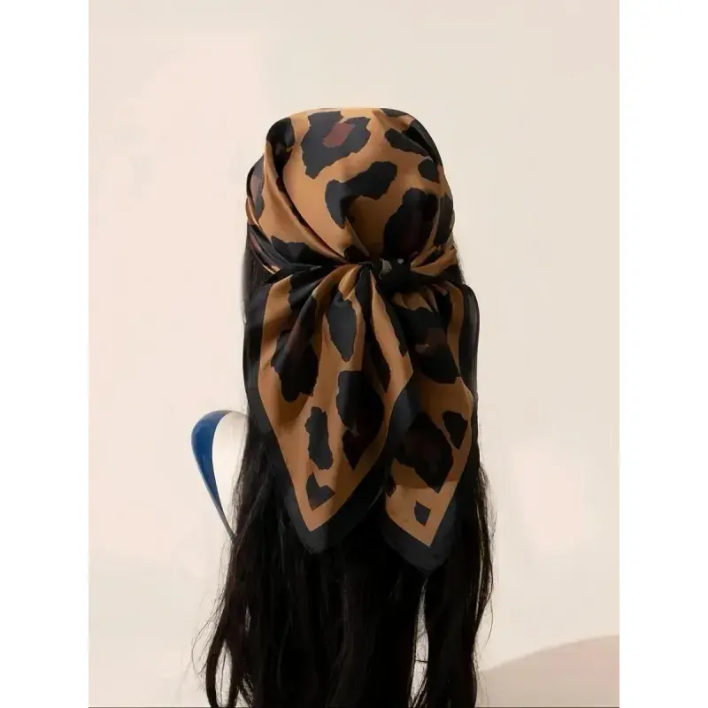 Leopard print square scarf - A versatile and fashionable scarf suitable for women and girls | Soft accessory, neck scarf and handbag decoration (Christmas, Valentine's Day, New Year's Eve, Mother's Day, birthday gifts)