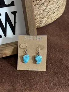 Natural Turquoise Stone Earring, Sterling Silver - Artist Craft