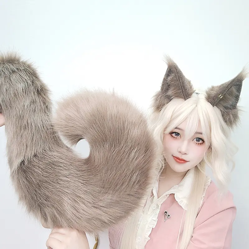 Halloween animal headband squirrel ears costume party tail cosplay prop squirrel animal ears animal tail set,Cosplay hair accessories