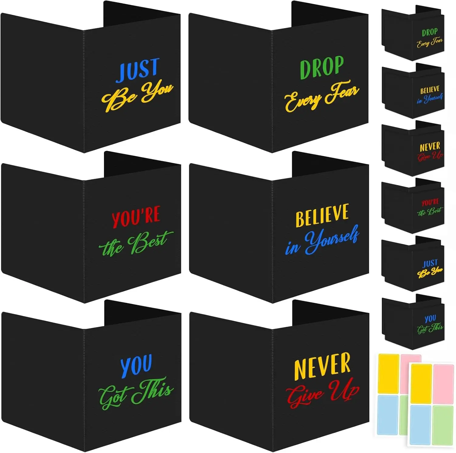 24 Pack Plastic Desk Dividers for Students Inspirational Privacy Folders Black Test Divider Plastic for Students Desks Study Carrel Divider Classroom Testing Dividers Teacher Supplies