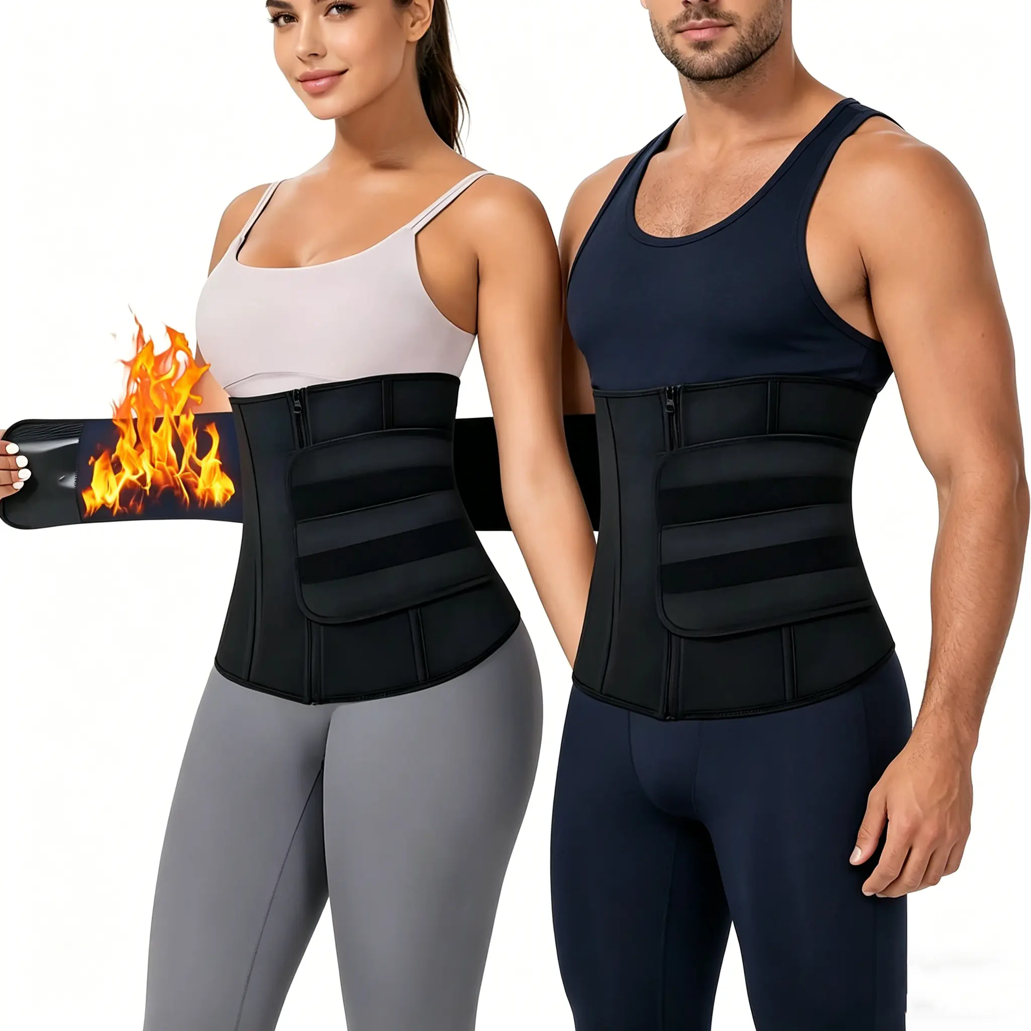 Unisex Adjustable Waist Trainer Belt Women 3 Segmented Waist Shaper Tummy Control Workout Girdle Underbust Waist Cincher，Neoprene Workout Corset With Adjustable Hook & Eyes,Men & Women Trainer GYM Fitness Shapewear Sport Belt,Men Sportwear
