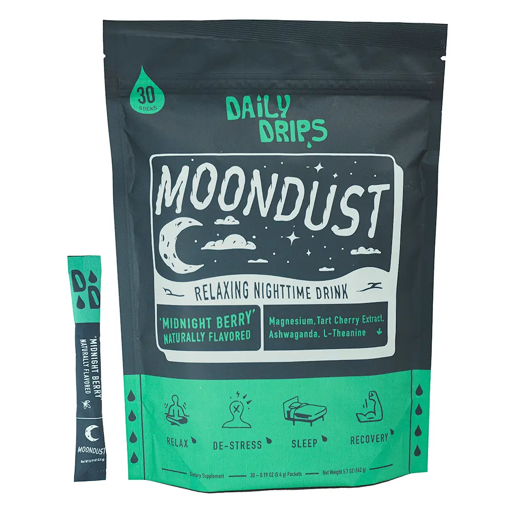 Moondust Natural Sleep Support Drink - Midnight Berry Flavor with Magnesium & Melatonin-Free Formula for Stress Relief & Restful Nights - 30 Servings - Dietary