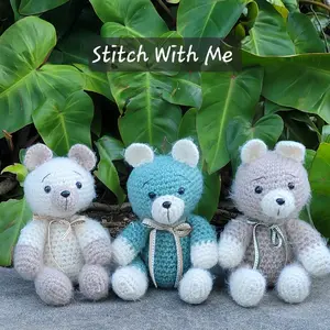 Handmade Crochet Fuzzy Bears - Soft Plush Bears with Unique Designs and Ribbons
