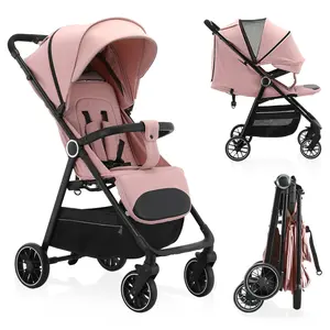 Foldable Baby Stroller, Lightweight Toddler Stroller, Only 11.68 lbs, with Extra-Wide Sun Canopy & Large Storage Basket, Suitable for Babies 0-3 Years Old #Summervibes