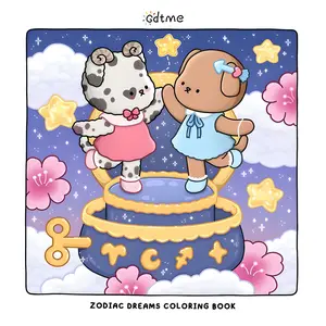 1pc Zodiac Dreams Coloring Book, Cute Astrology Animal & Starry Night Scenes, Stress Relief Coloring Book for Adults