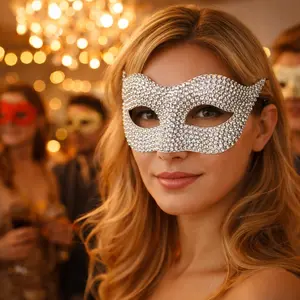 High-End Full Diamond Party Mask for Women, Festival Dance Party Performance Entertainment, Fashion Handmade DIY Acrylic Eye Mask