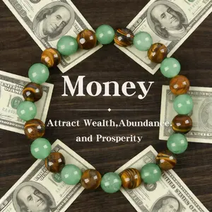 TTRACT WEALTH & PROSPERITY | Natural Green Aventurine + Tiger’s Eye Bracelet, Luck & Money Magnet Crystal Beads For Manifesting Abundance & Financial Wins!