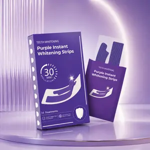 Oral Gentle Color Correction Purple Whitening Strips, Mint-Flavored Purple Honeycomb Gel Mouth Strips Teeth Whitening, 14 Pairs for 30-Minute Rapid Brightening, Easy Application for Coffee Lovers, Ideal Gift